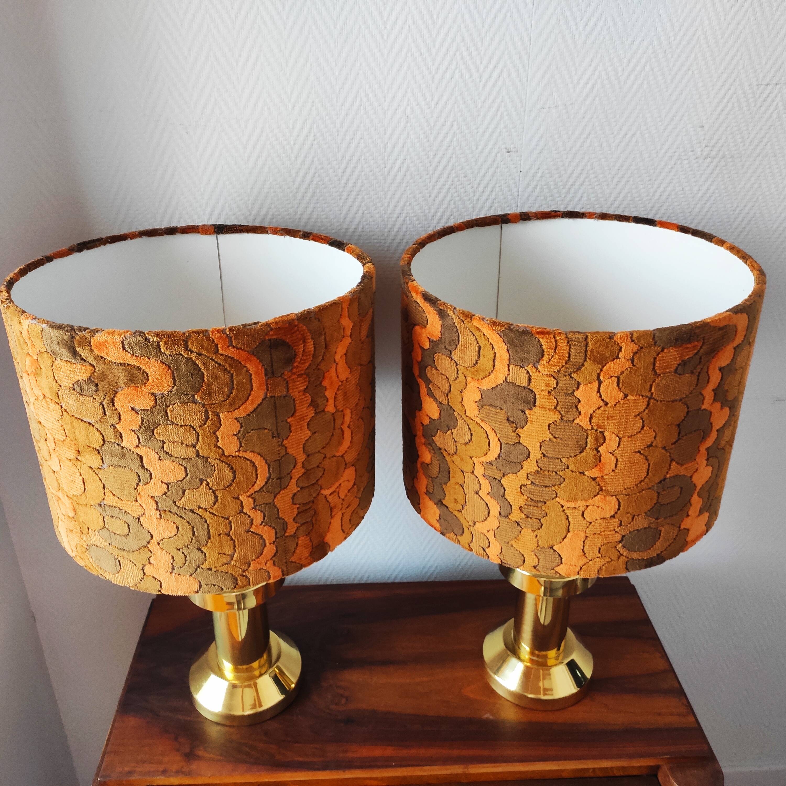 Pair of large vintage 1970s brass living room lamps