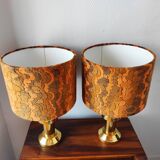 Pair of large vintage 1970s brass living room lamps