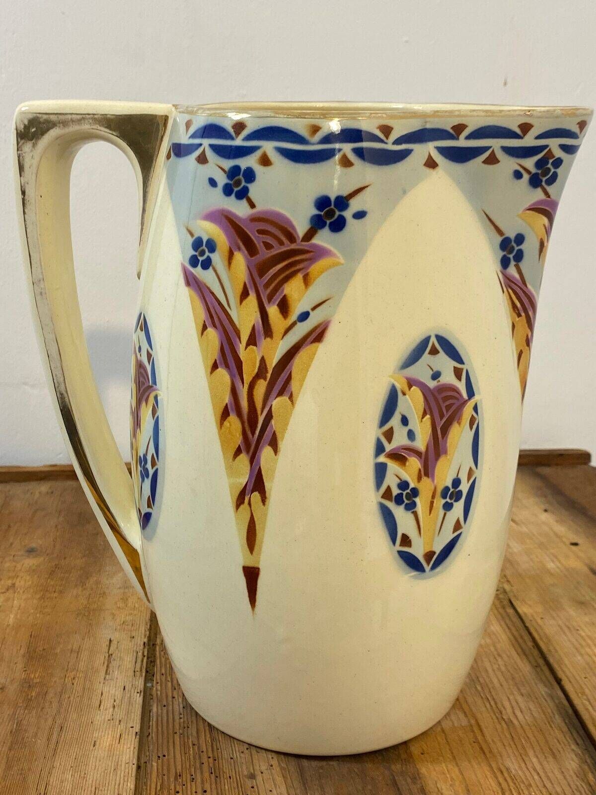 Art Deco bowl and dish from Saint-Amand, hand-painted floral decoration.