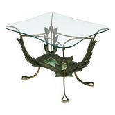 Table basse rectangulaire en laiton et métal verni par Pierluigi Colli, Italie