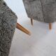 Samspel lounge chairs in sheepskin/mouton modernist mid-century by Carl Malmsten.