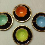 4 cups and saucers Salins earthenware