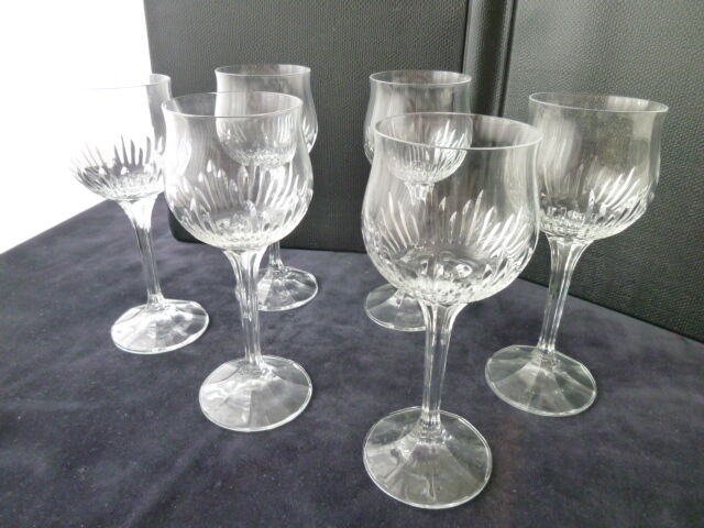 Set of 6 glasses of rosé or red wine in crystalline