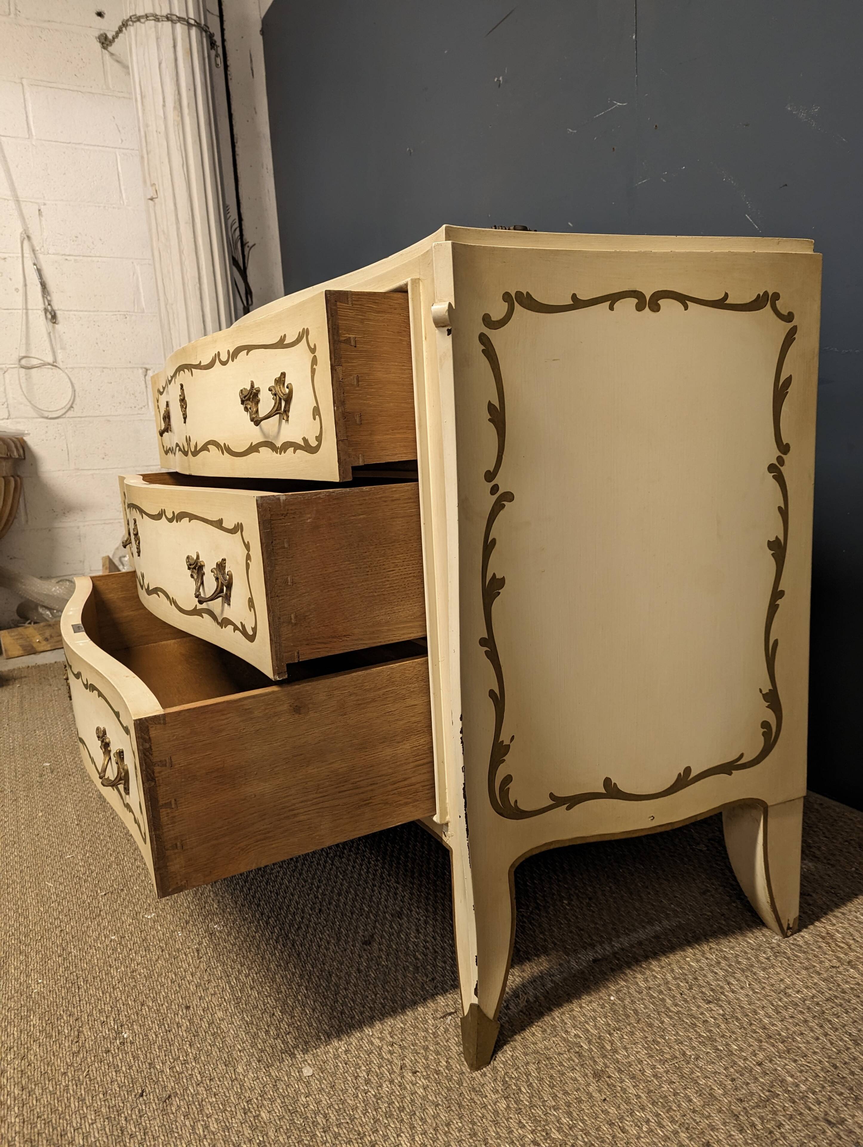 20th century chest of drawers with brass feet