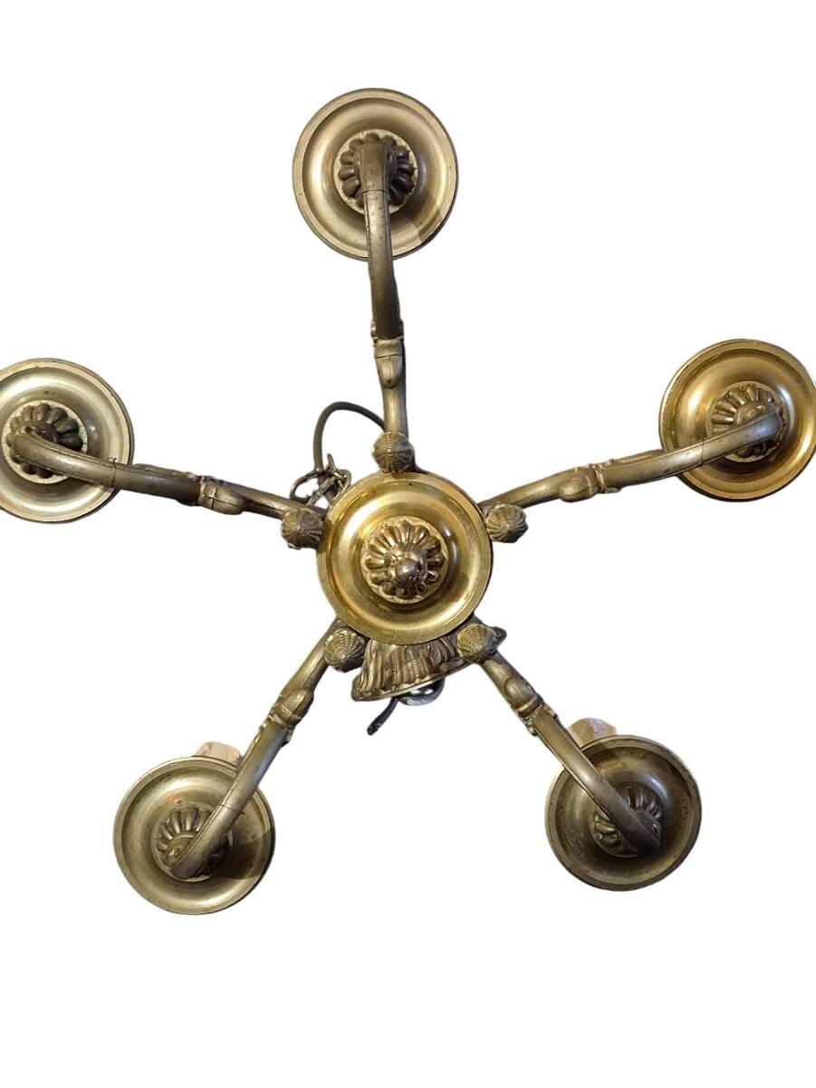 5-arm chandelier + 4 wall sconces MD bronze Louis XV style
