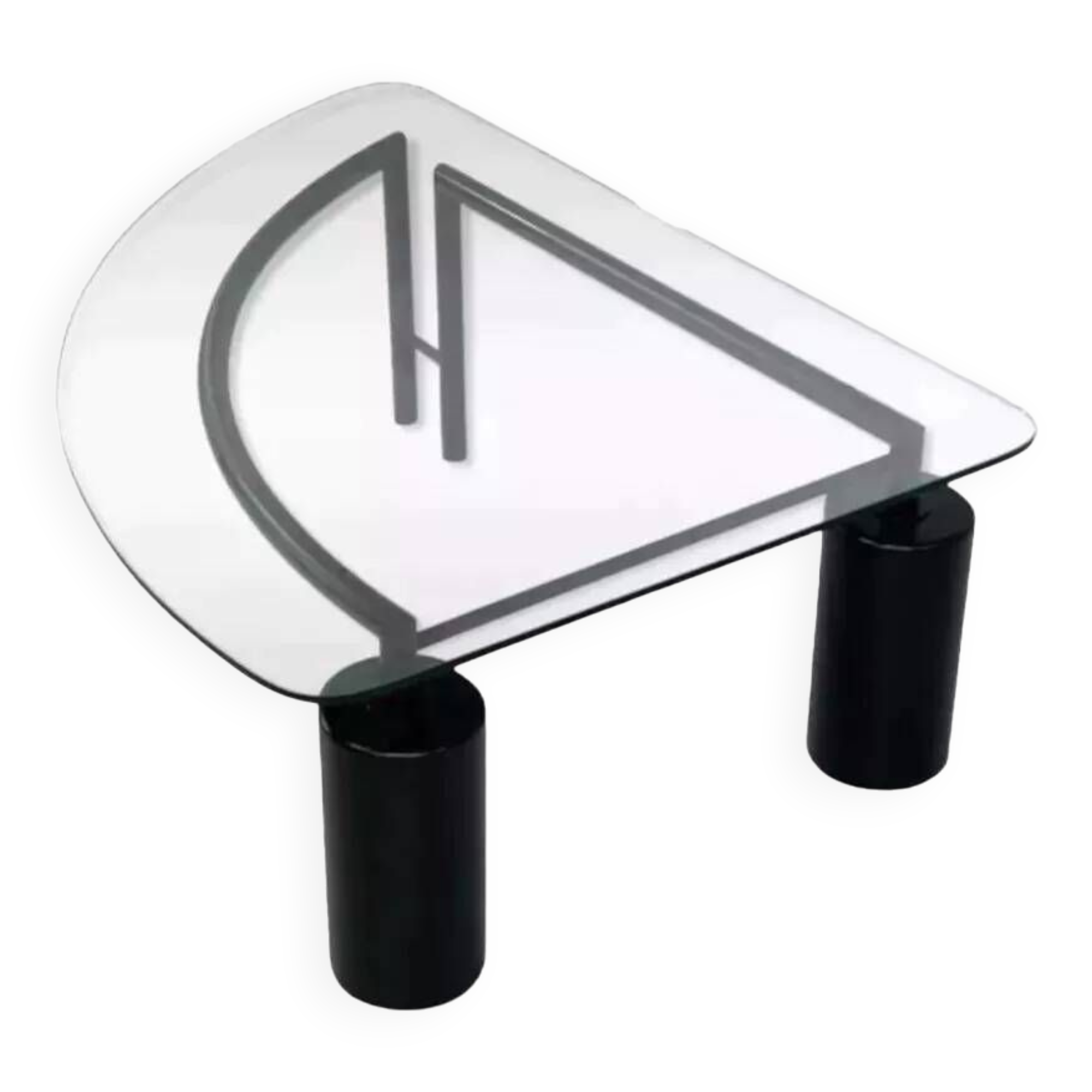 80s coffee table in metal and glass