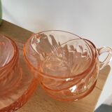 Set of 4 Rosaline cups and 4 saucers from Arcoroc