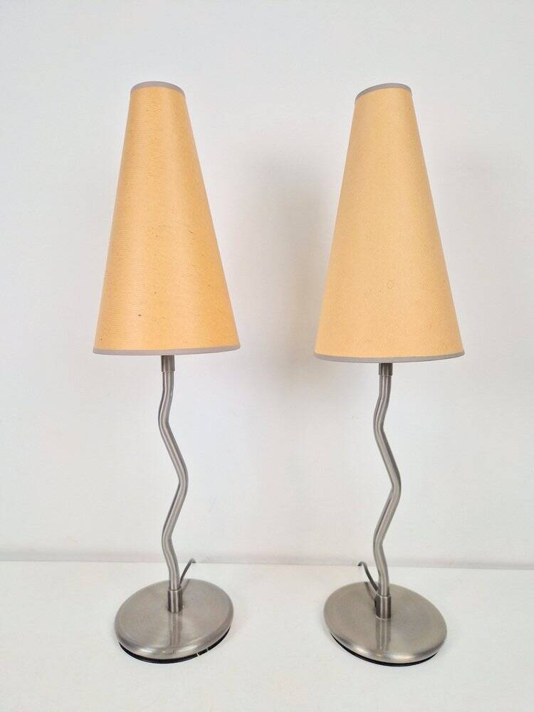 Lampes de table vintage Squiggle Antimon Zigzag d'Ikea, années 1990, ensemble de 2