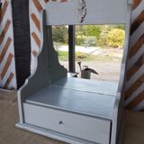 Patinated wooden mirror dressing table