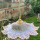 Vintage flower pendant lamp in pink glass