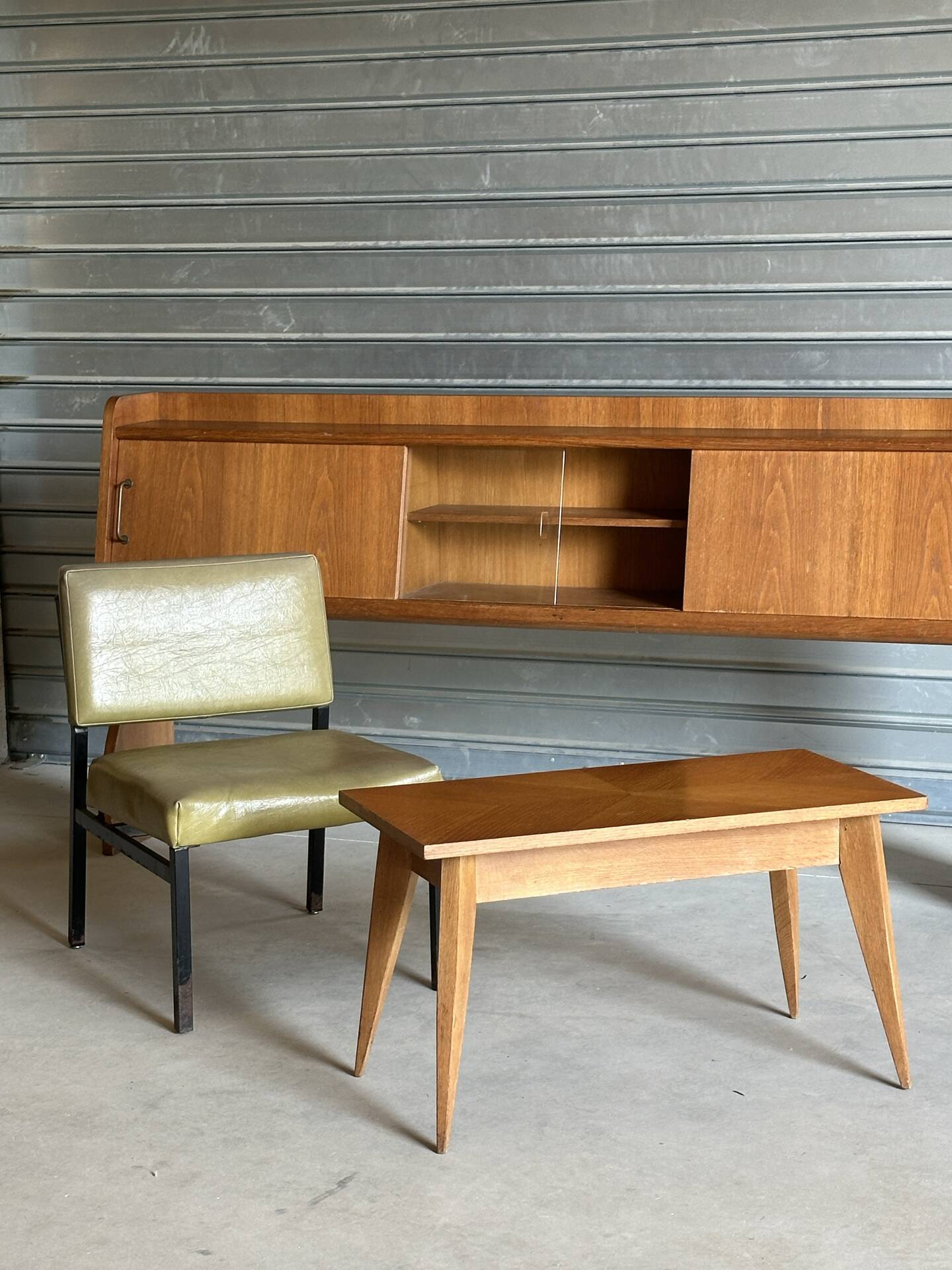 Table basse vintage années 50 pieds compas design scandinave