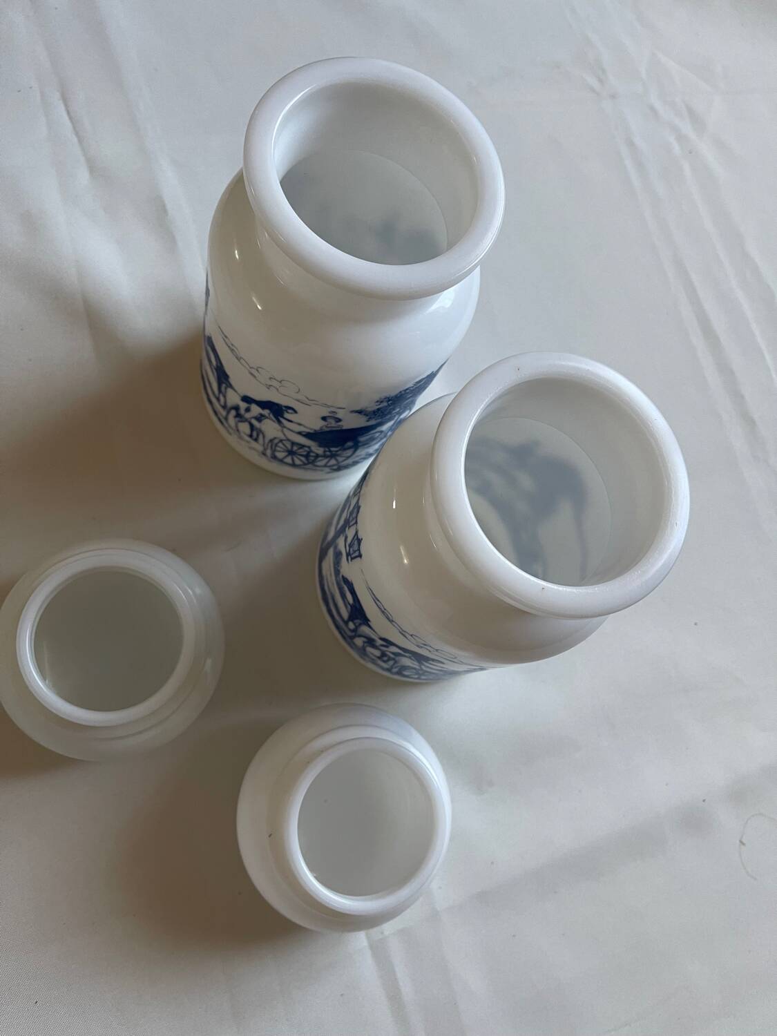 Set of two large opaline apothecary jars