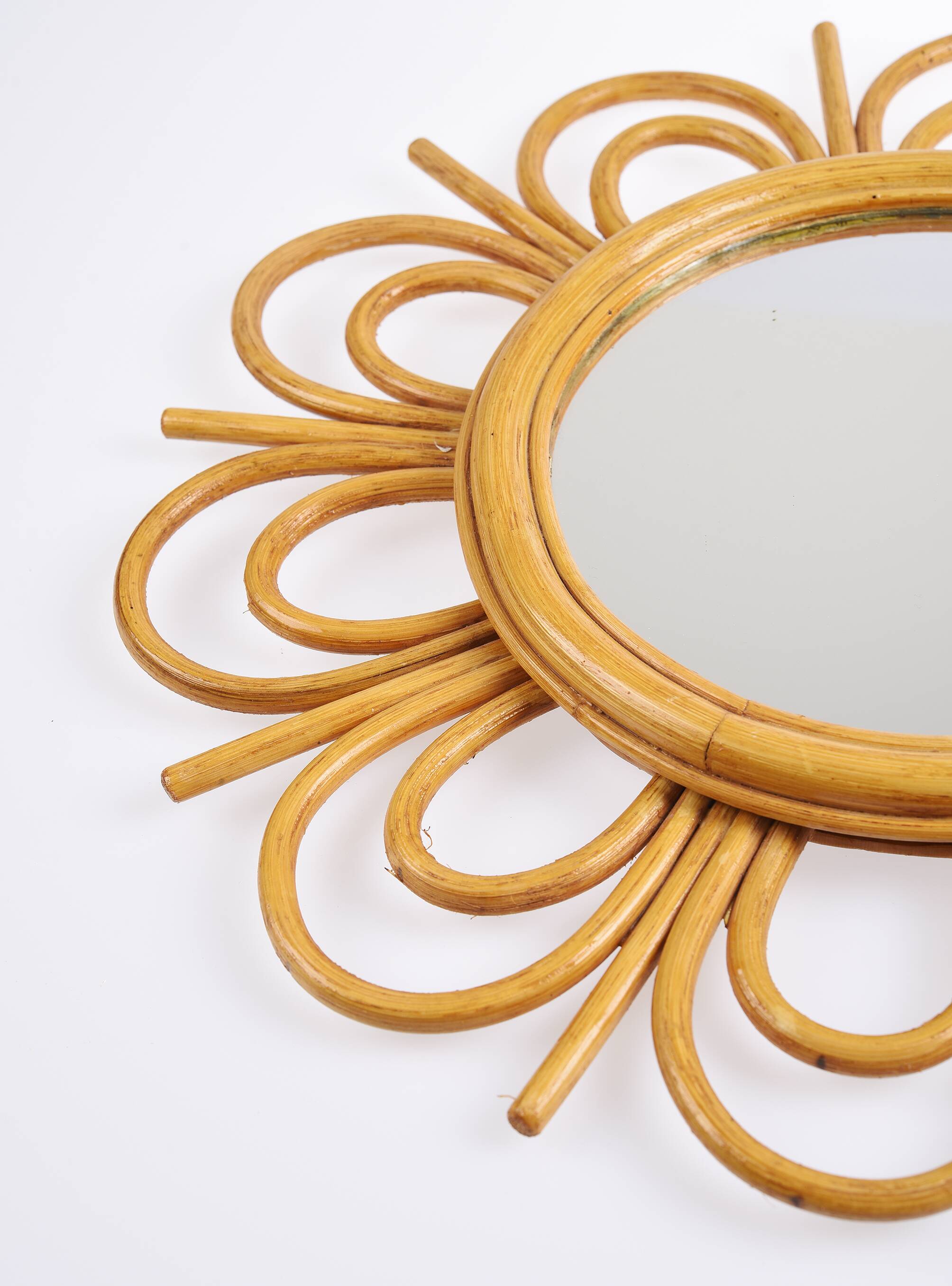 Vintage rattan sun mirror