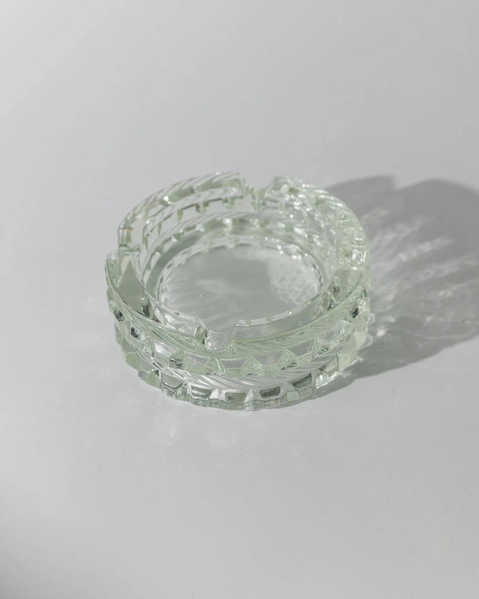 Vintage Murano Glass Ashtray, Pale Green Seafoam Clear Glass, 1950s Italian Mid-Century Glass Décor