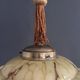 Art Deco Hanging Light with Wrapped Stem, Marble Effect, Metal and Brass - 1930s