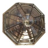 Hollywood regency Deknudt Belgium wall ceiling lamp ø40 cm brass glass