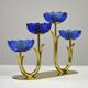 Bougeoirs en laiton massif et en verre artistique bleu cobalt par Gunnar Ander pour Ystad-Metall, Suède, années 1950.