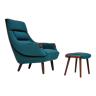 1960s, Danish design by H.W.Klein, refurbished armchair, footstool, furniture wool.