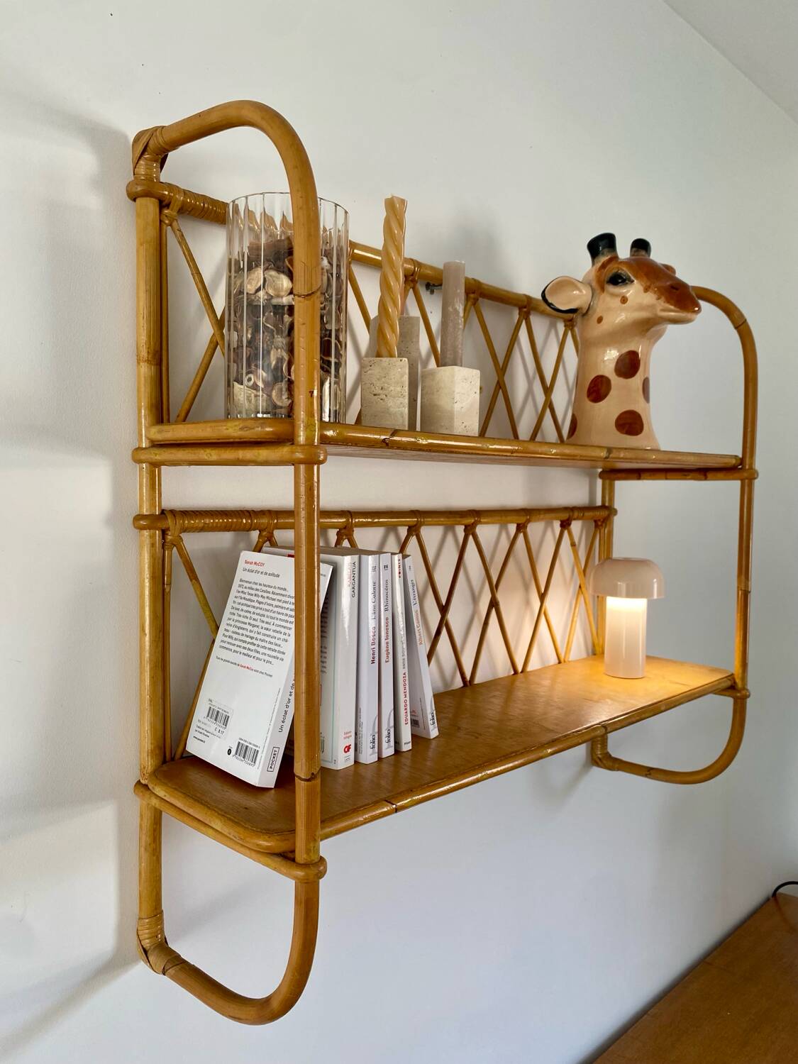 Vintage rattan shelf