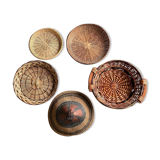 Set of 5 baskets for wall decoration