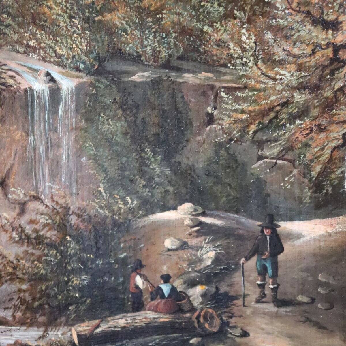 Landscape With A Castle, Oil On Canvas, Signed M.g., Italy, 18th Century