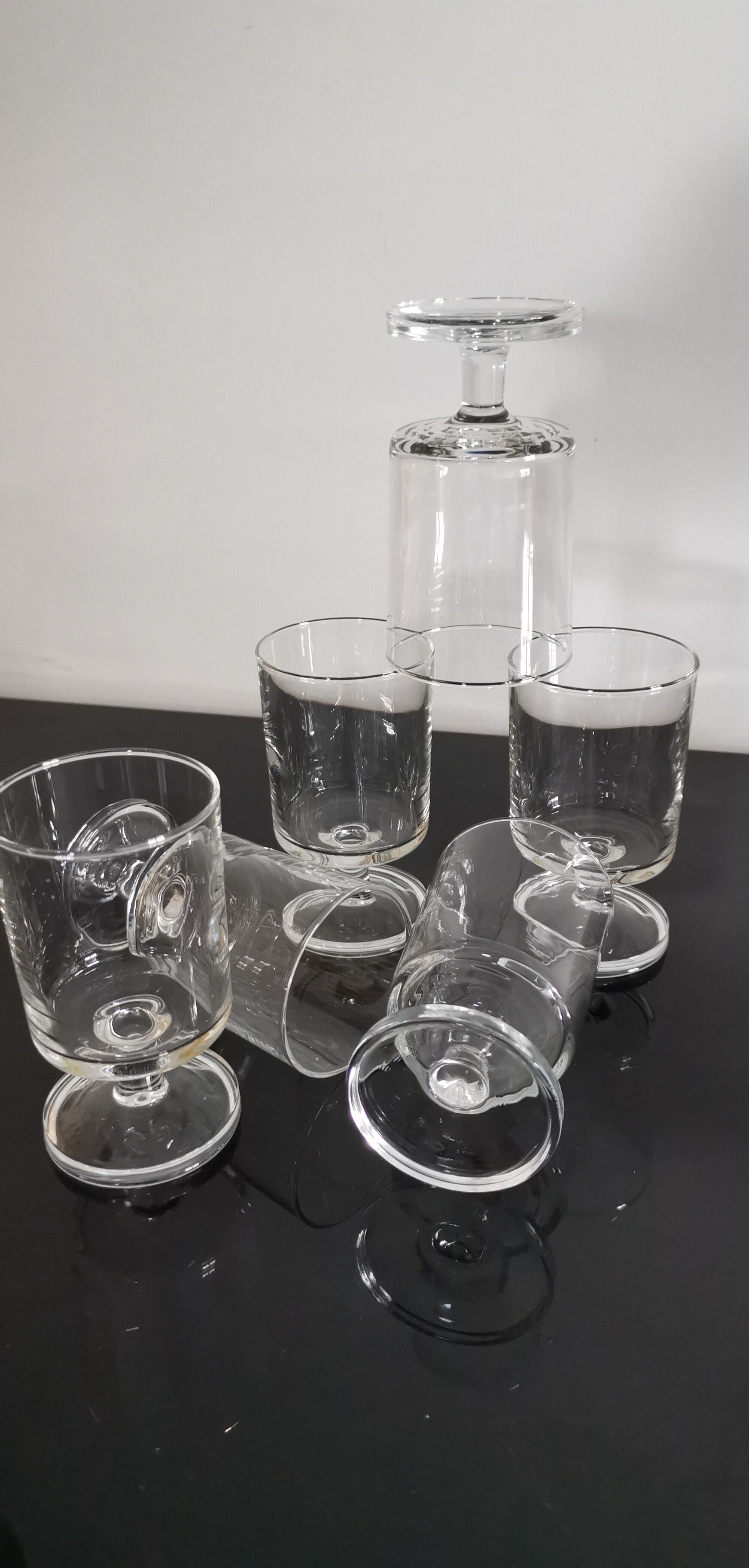 Set of 6 vintage transparent Luminarc cavalier wine glasses