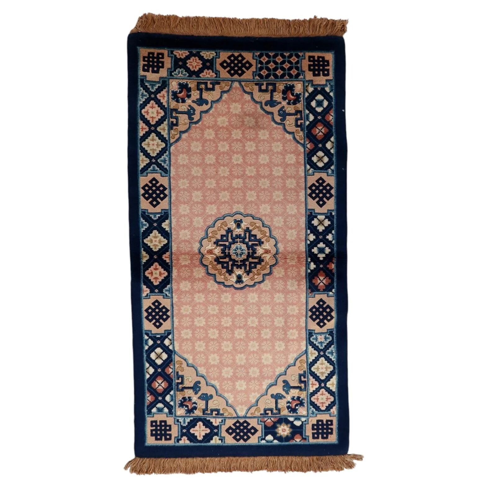 Antique 1930s Chinese Art Deco rug 64cm x 123cm - 1C1261