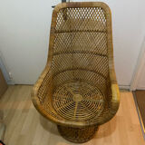 Vintage rattan armchair – High back – 1970s