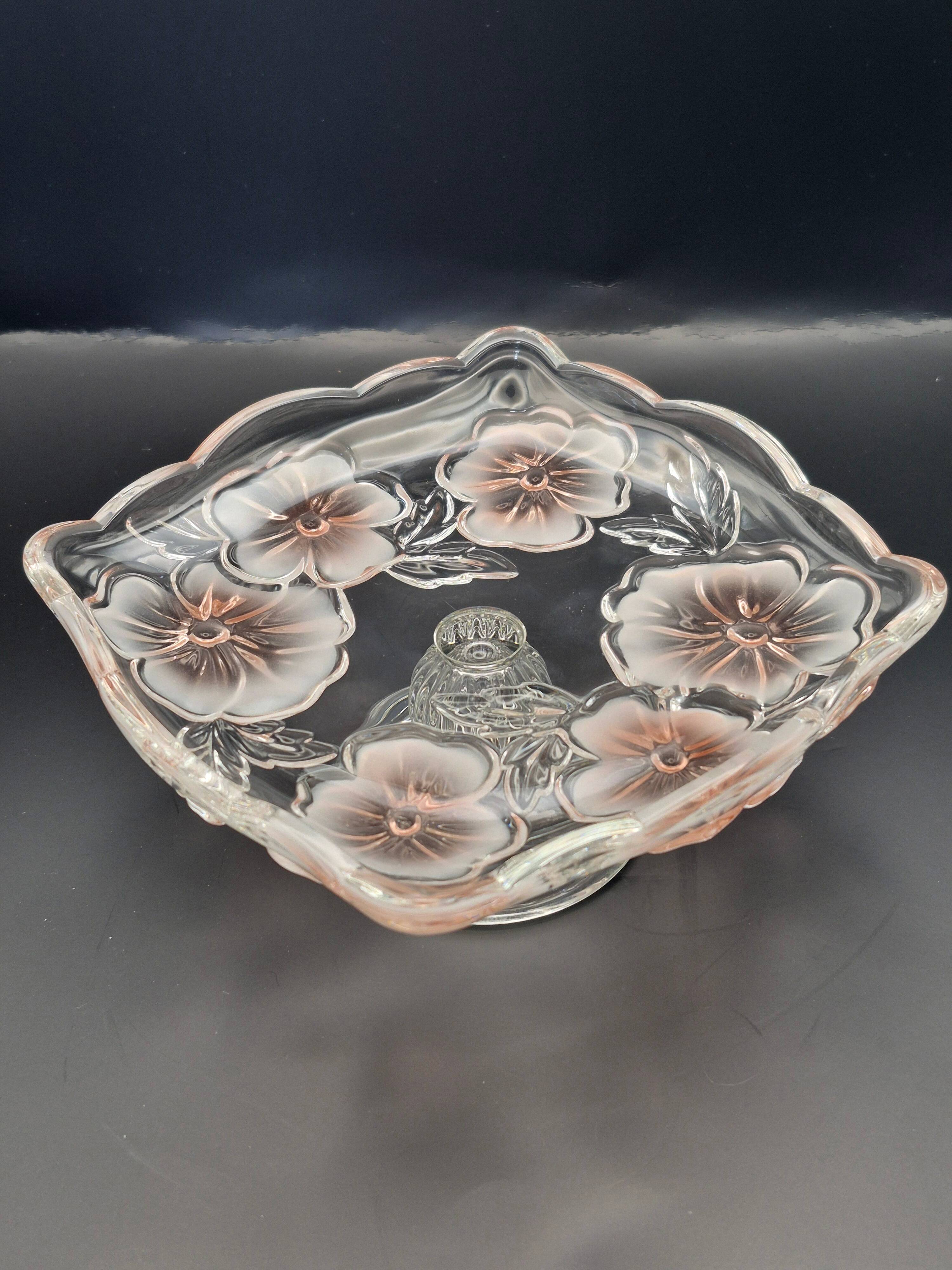 Vintage glass display stand "Pansy Bouquet Pink" — Studio Nova by Mikasa
