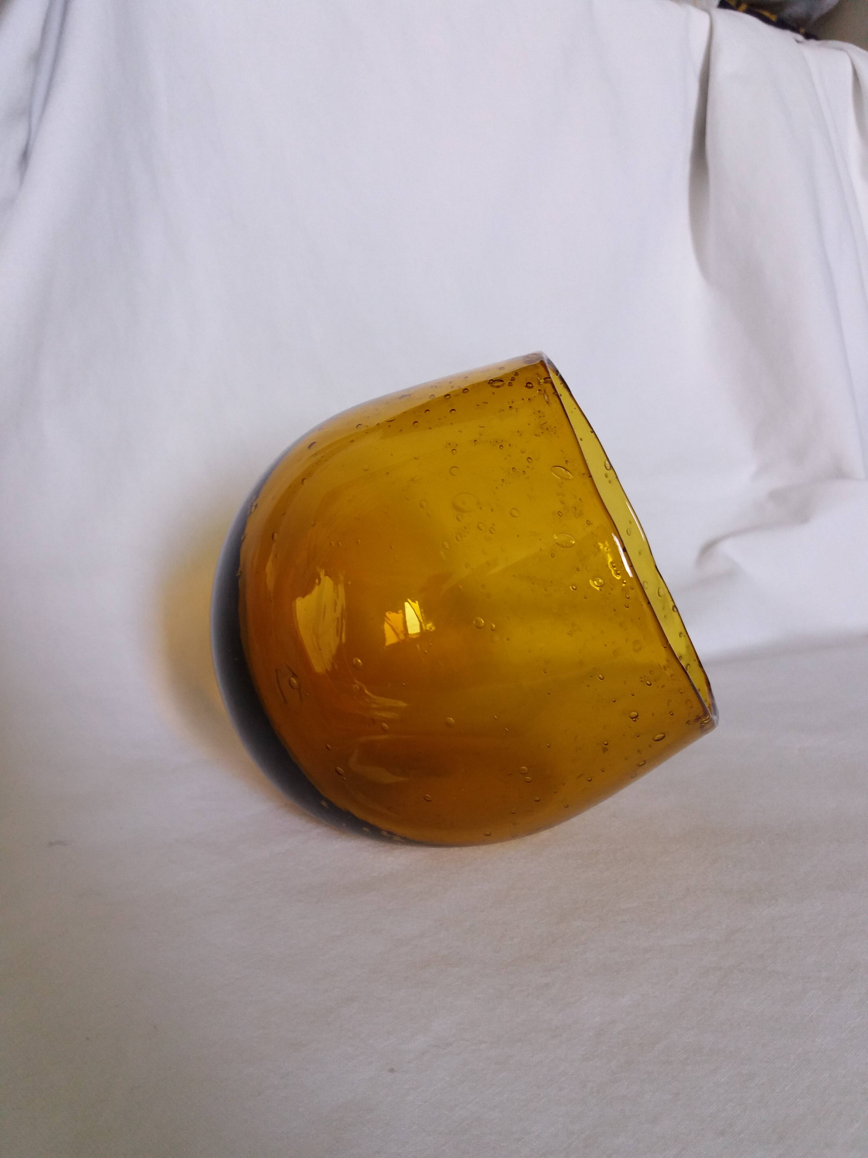 Blown bubble glass vase by Biot