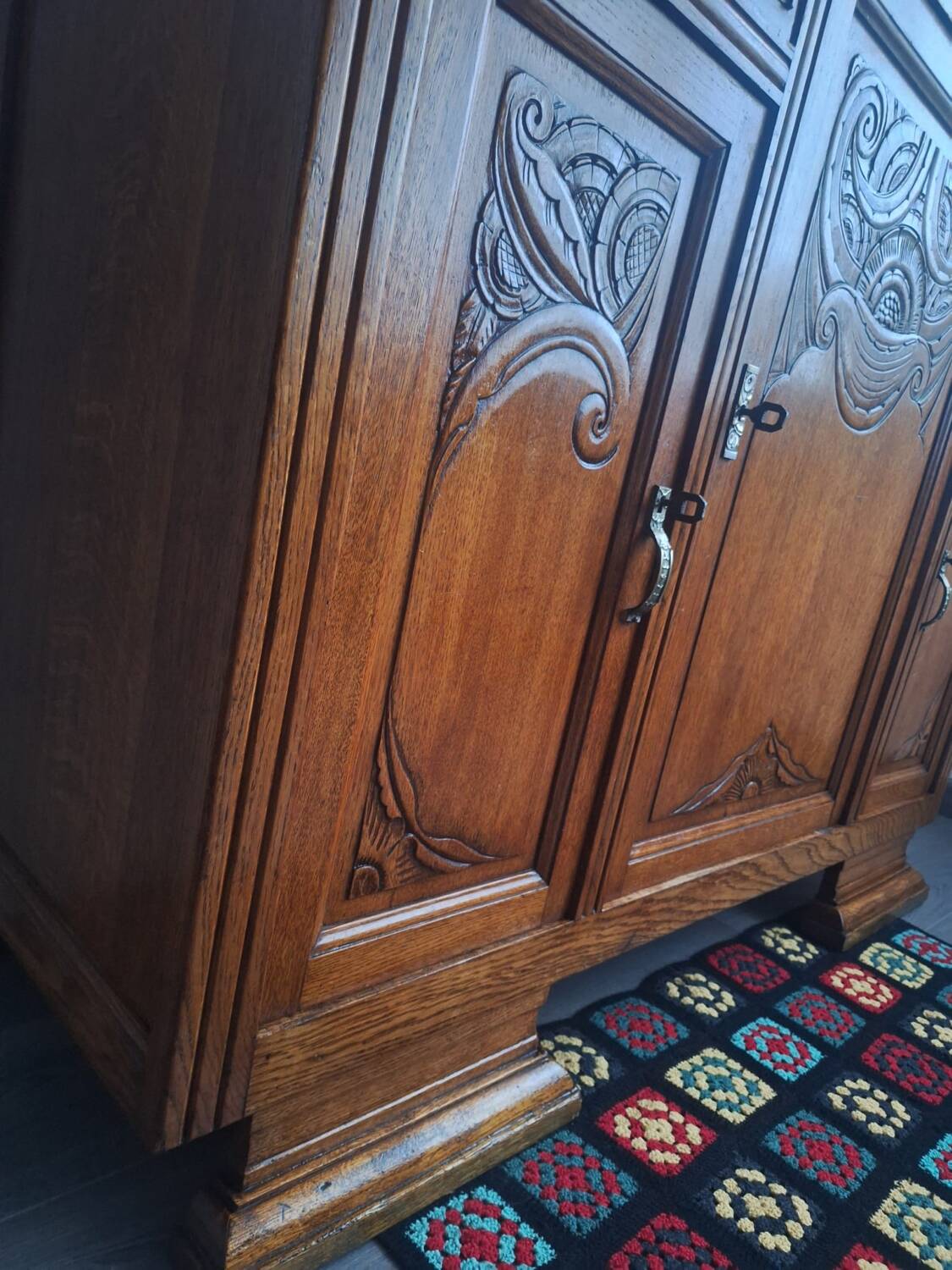 Buffet art déco plateau marbre, meuble vaisselier ancien