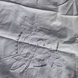 Pillowcase, white cotton cushion cover, embroidered with flowers with days, art deco