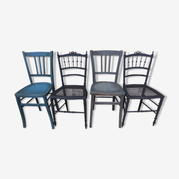 Set of four mismatched chairs