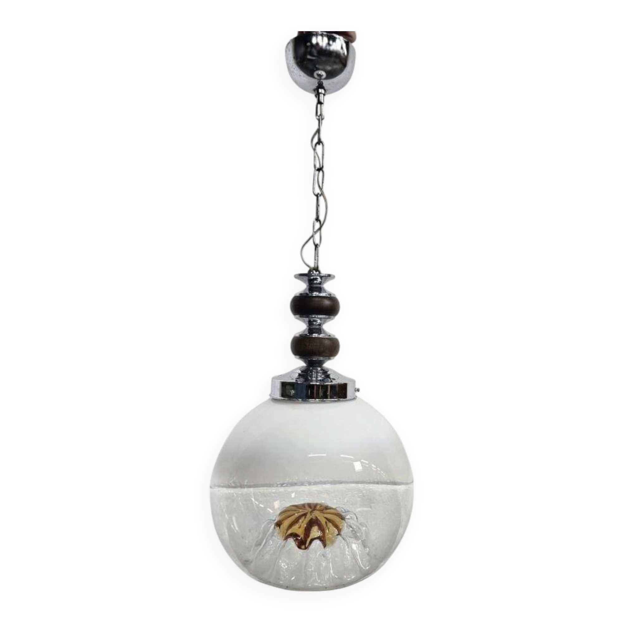 Vintage glass globe lamp / pendant lamp by Carlo Nason for Mazzega