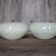 Pair of green Clichy glass lampshades, glass globe for suspension, globe.