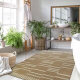 Beige jute rug with white relief 190x290 cm