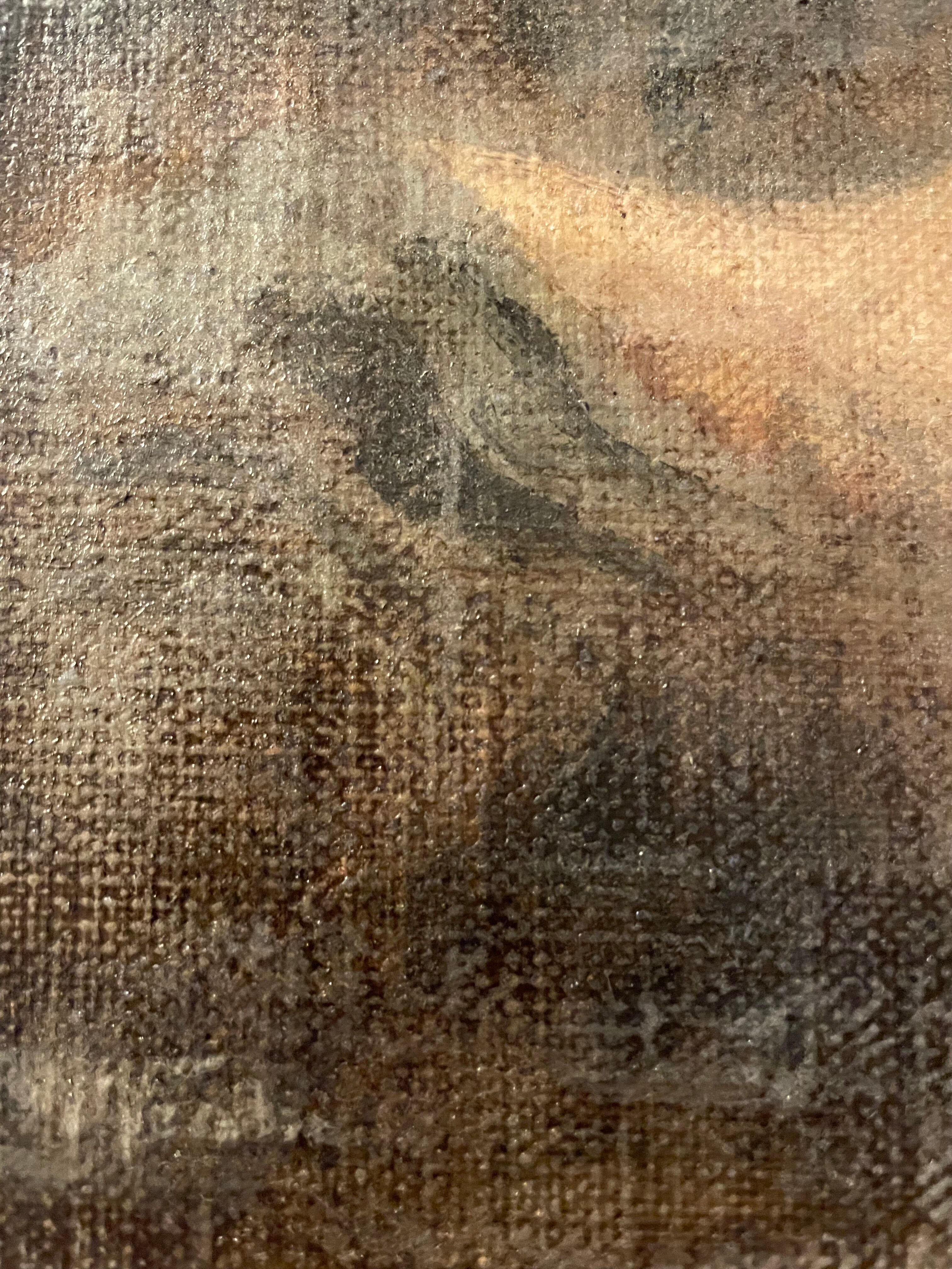 Oil on canvas signed female nude reading