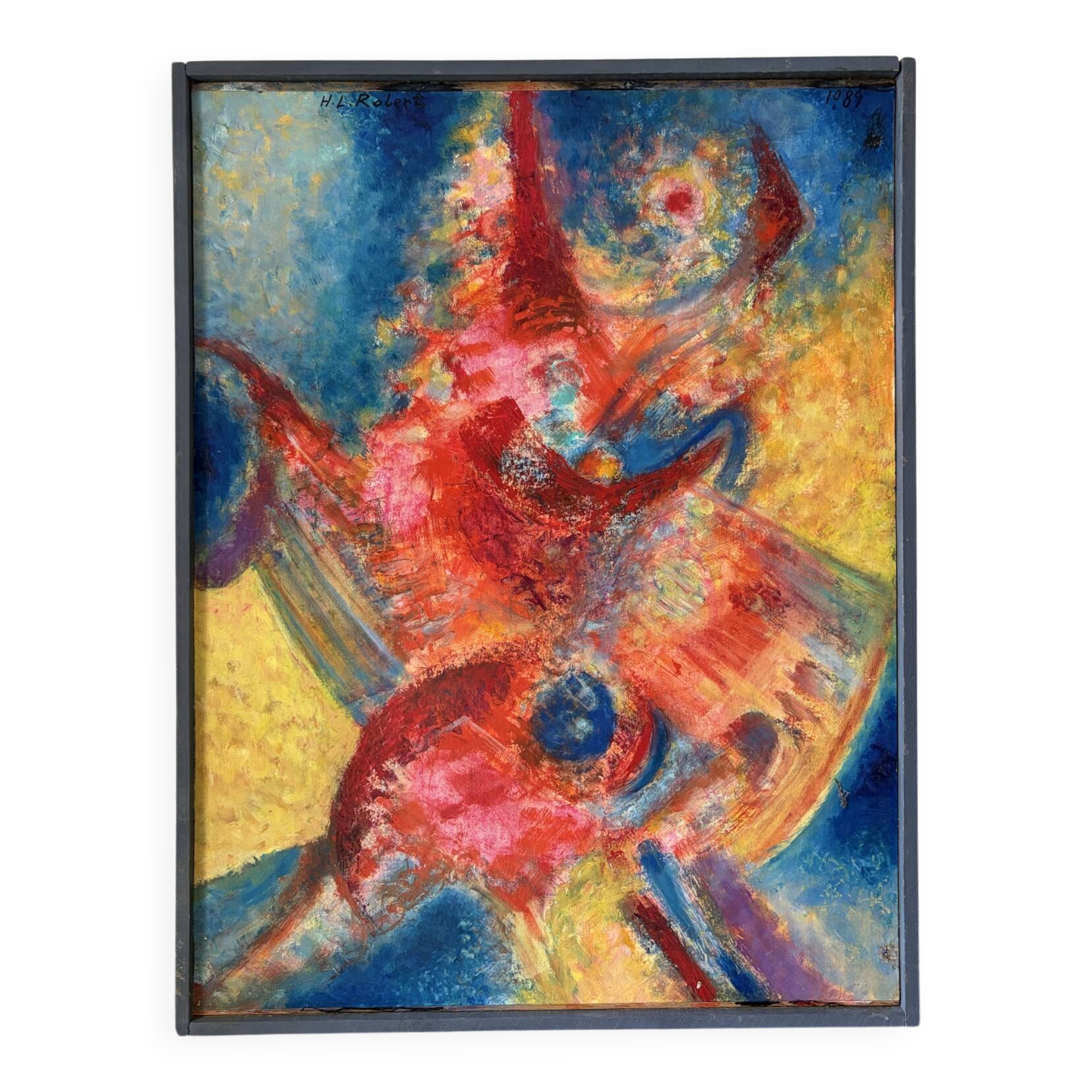 Abstract - The Samurai, oil on wood panel signed 1989