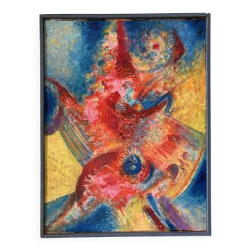 Abstract - The Samurai, oil on wood panel signed 1989