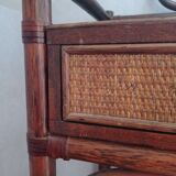 Coiffeuse en rotin avec son tabouret