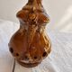 Large caramel and cream glazed ceramic lamp – Relief decoration and double lighting