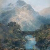 Large watercolor - Landscape dated 1887 by Edmund Phipps