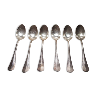 Set of 6 dessert spoons in silver metal - Antique French Vintage