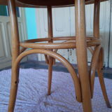 Round dining table vintage curved wooden foot