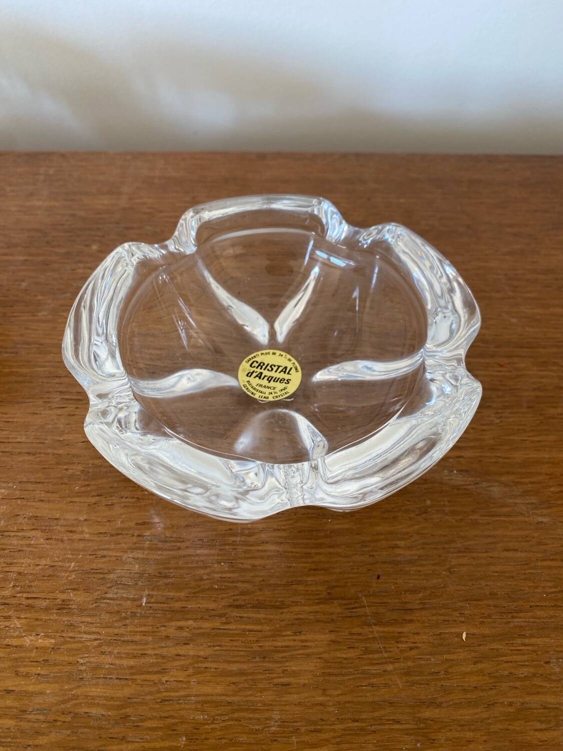 Pair of antique crystal ashtrays from Arques, France