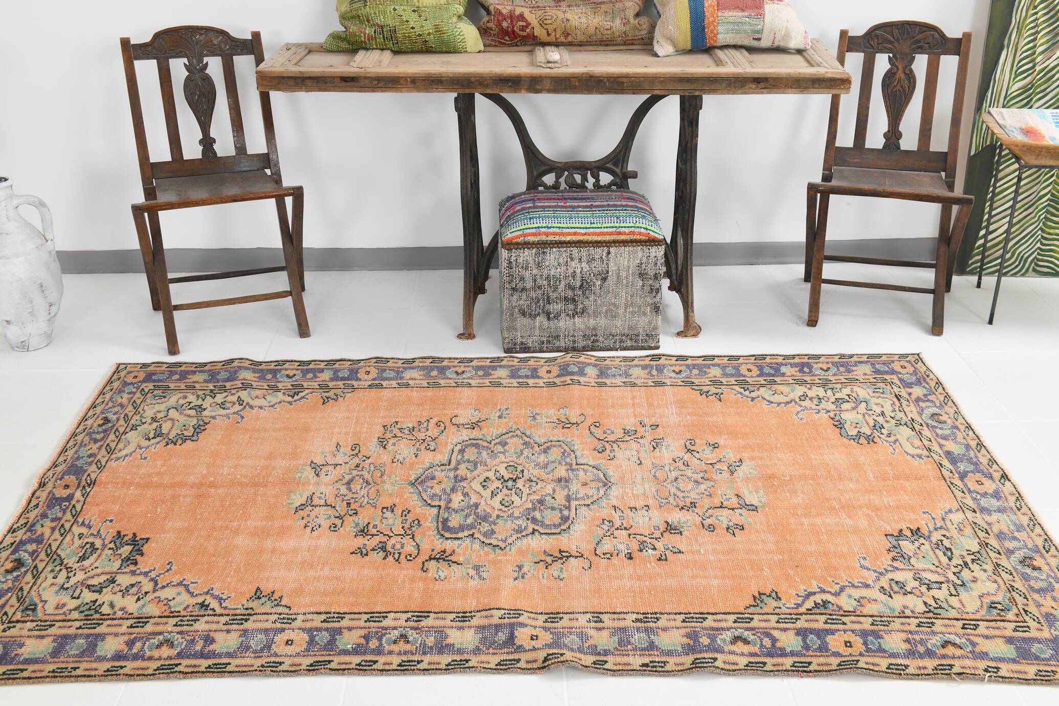 4x8 Pale Orange Classic Vintage Rug, 133x233Cm SK 2536