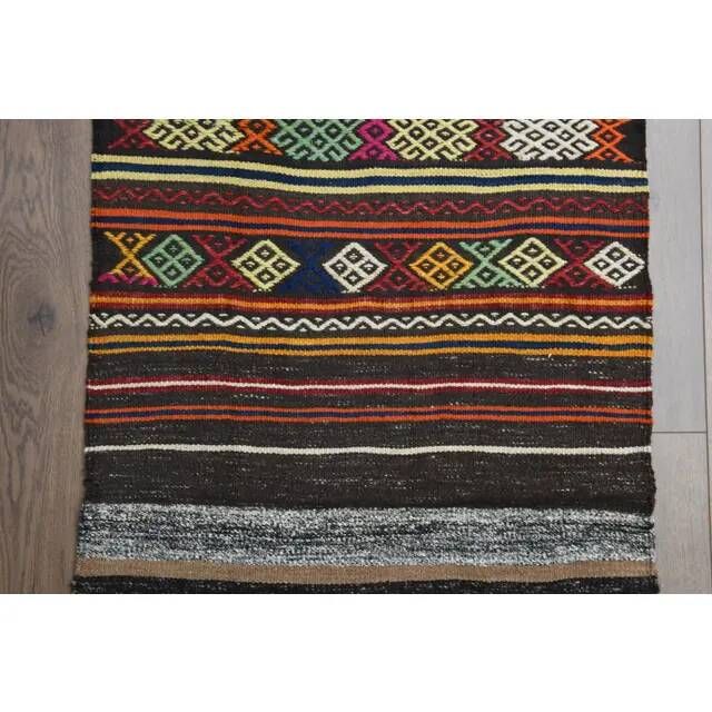 1970s vintage Turkish Oushak handmade wool cotton beige rug 73x292