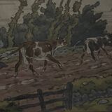 Lithograph by Henri Rivière The Enchantment of the Hours - The Downpour