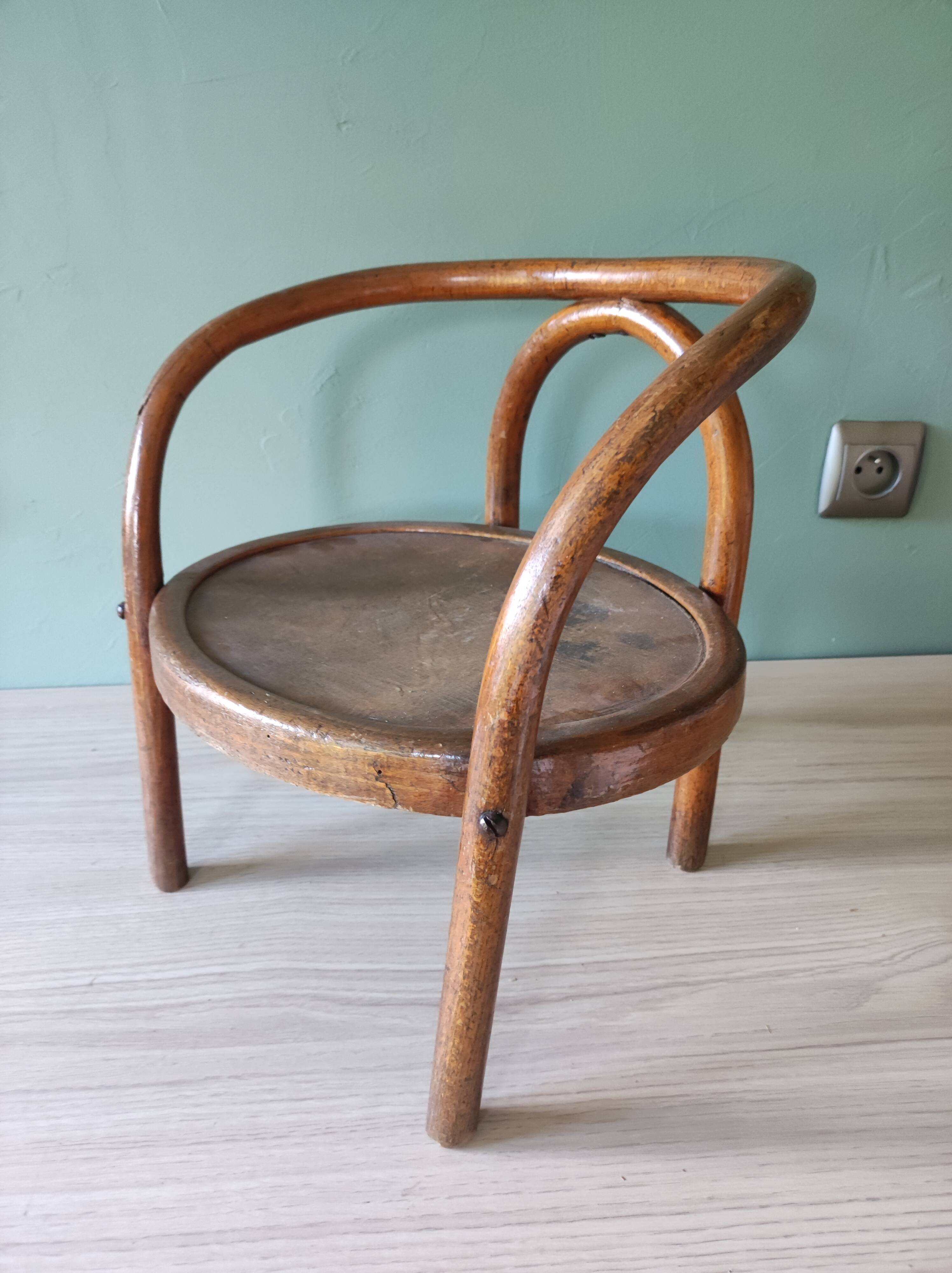 Armchair child curved wood art deco style