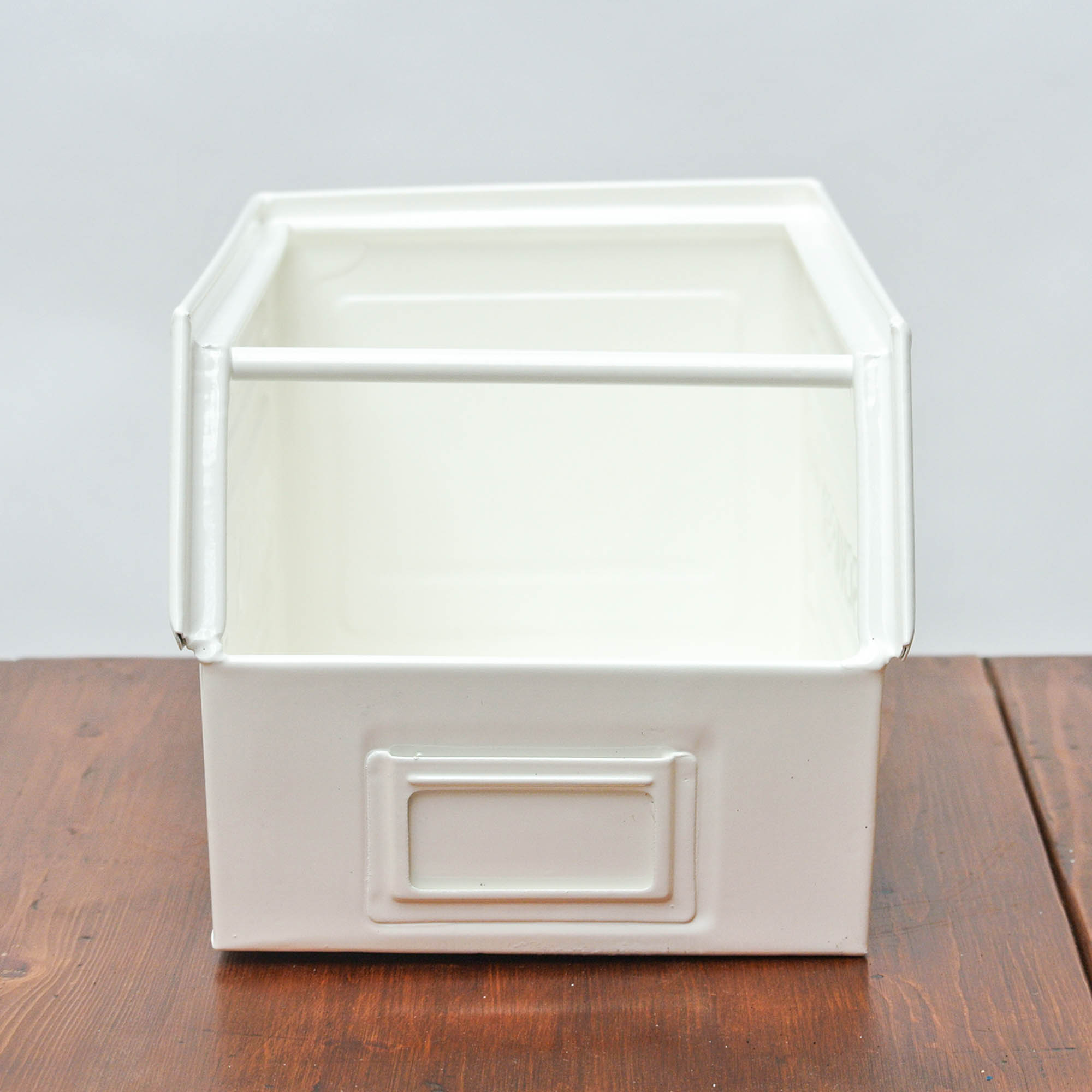 Caisse schafer blanc crème restaurée